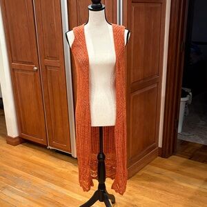 Freshman Orange Open-Front Cardigan Duster Vest